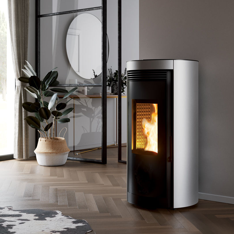 Kaminöfen a Pellet Warmluft Rauchabgang integriert RADIUS 8kW